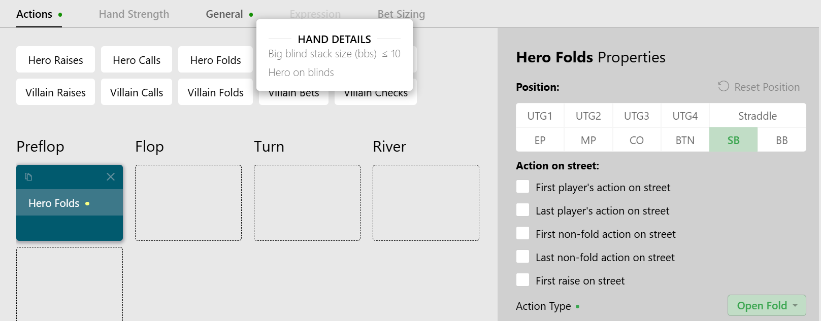 Everyone folded preflop against Hero stat in Hand2Note.