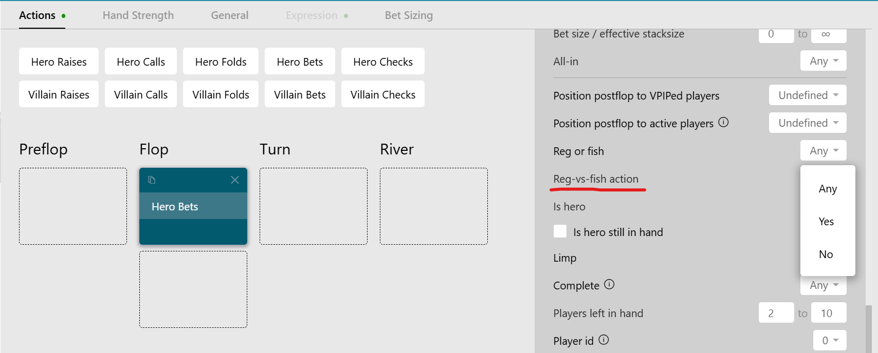 Reg-vs-fish actions in Hand2Note