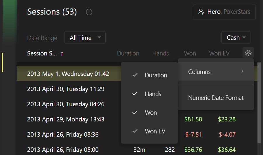Customize Columns